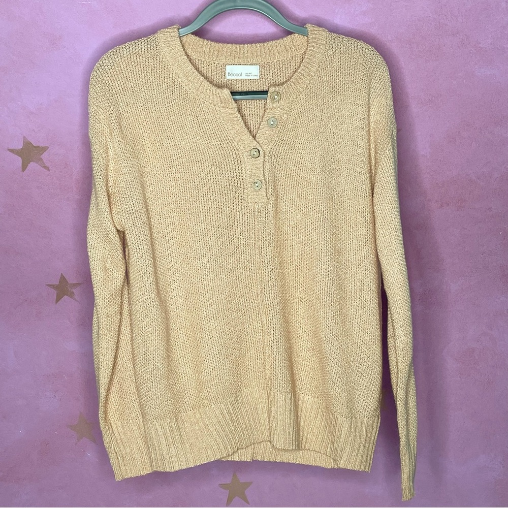 Becool Vintage Grandmacore Peach Pullover Sweater Women’s Size M/L